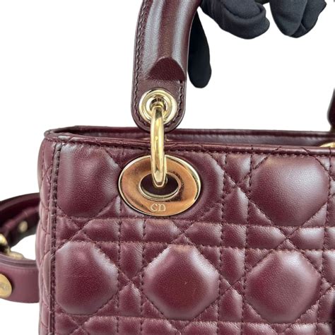 Small My Lady Dior Lucky Badges Lambskin Burgundy GHW